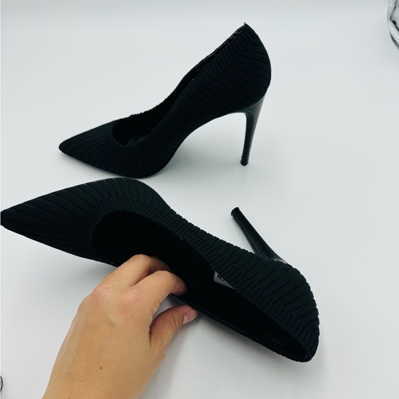 Steve Madden Deb Black Fabric Sock Like Heels - Picture 6 of 9